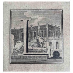 Antiquités d'Herculanum -  Lettre L - Gravure  XVIIIe siècle