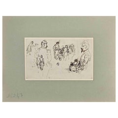 Antique Figures - Drawing on Paper by H. Somm - Late 19th Century