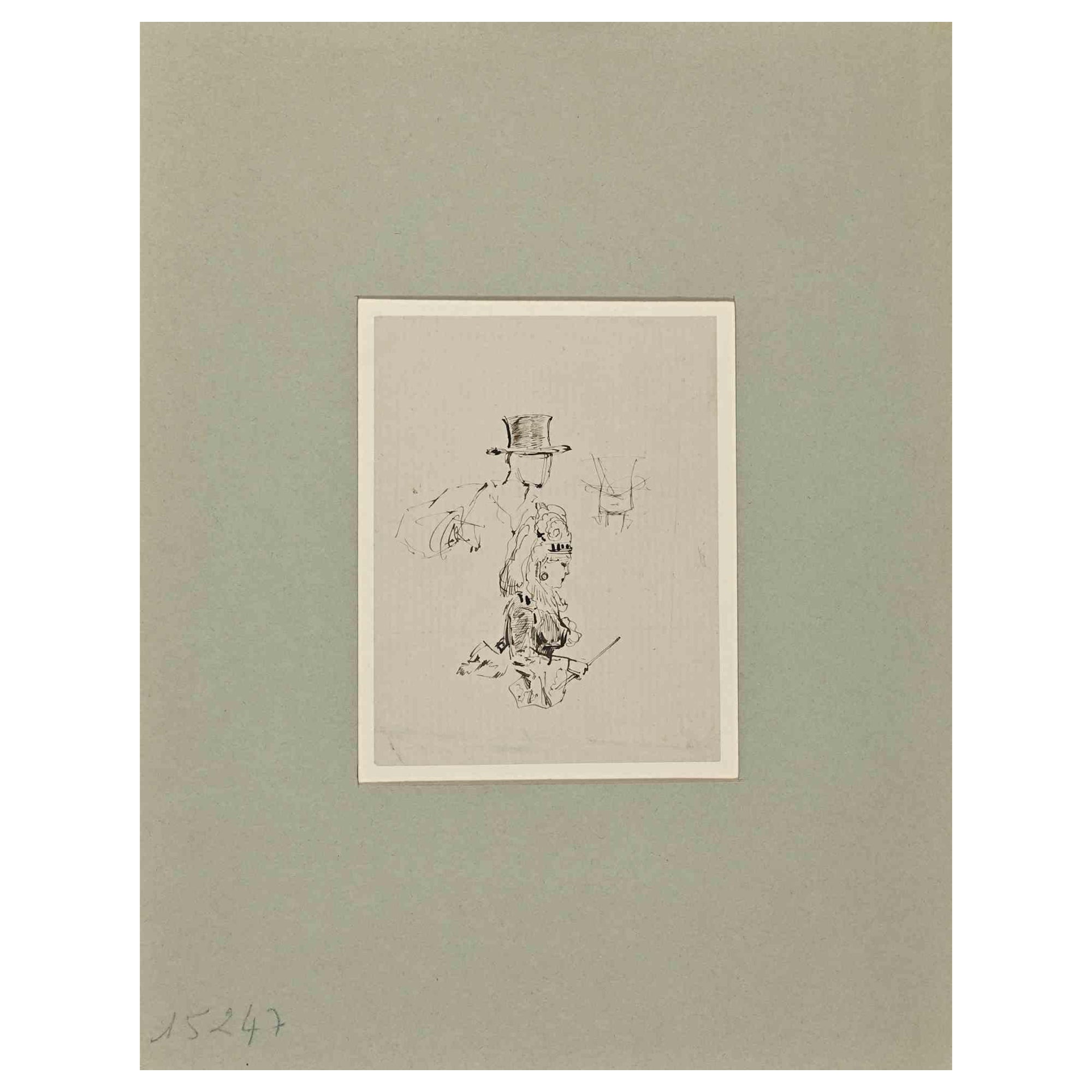 Henry Somm Figurative Art - Figures - Drawing on Paper by H. Somm - Late 19th Century