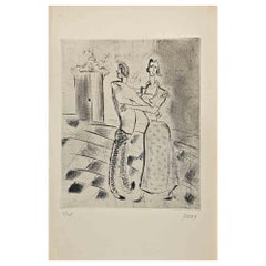 Dancers - Original Etching and Drypoint by Robert Naly - Mid 20th Century