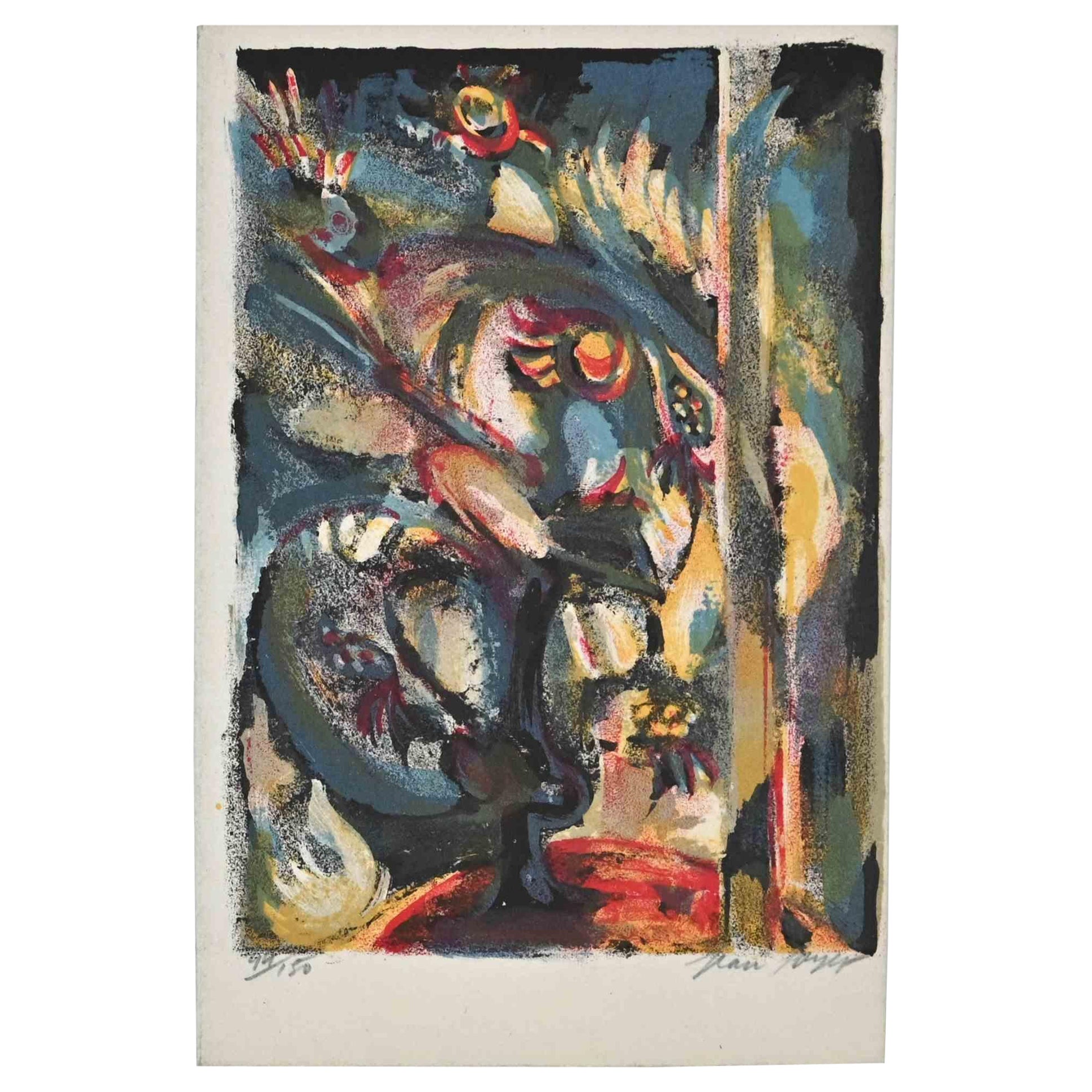 Abstrakte Komposition ist eine Lithographie auf Papier von Jean Joyet (21. Juni 1919 - 14. April 1994), einem französischen Maler der 1950er Jahre.

Handsigniert auf der Unterseite.

Nummerierte Auflage von 99/150 Exemplaren.

Enthält ein Greem