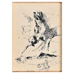 Antique Figure of Man - Ink Drawing by Eugenio Scorzelli - Early 20th Century