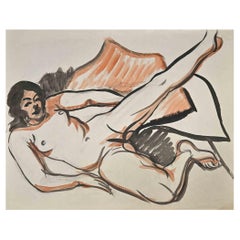 Retro Nude - Original Watercolour by Jean Delpech - Mid 20th century