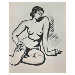 Retro Nude - Original Watercolour by Jean Delpech - Mid 20th century