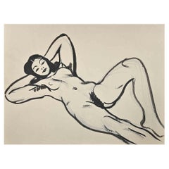 Nude - Original Aquarell von Jean Delpech - Mitte des 20. Jahrhunderts