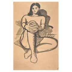 Nudo - Disegno originale di Jean Delpech - Metà del XX secolo
