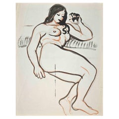 Vintage Nude - Original Watercolour by Jean Delpech - Mid 20th century