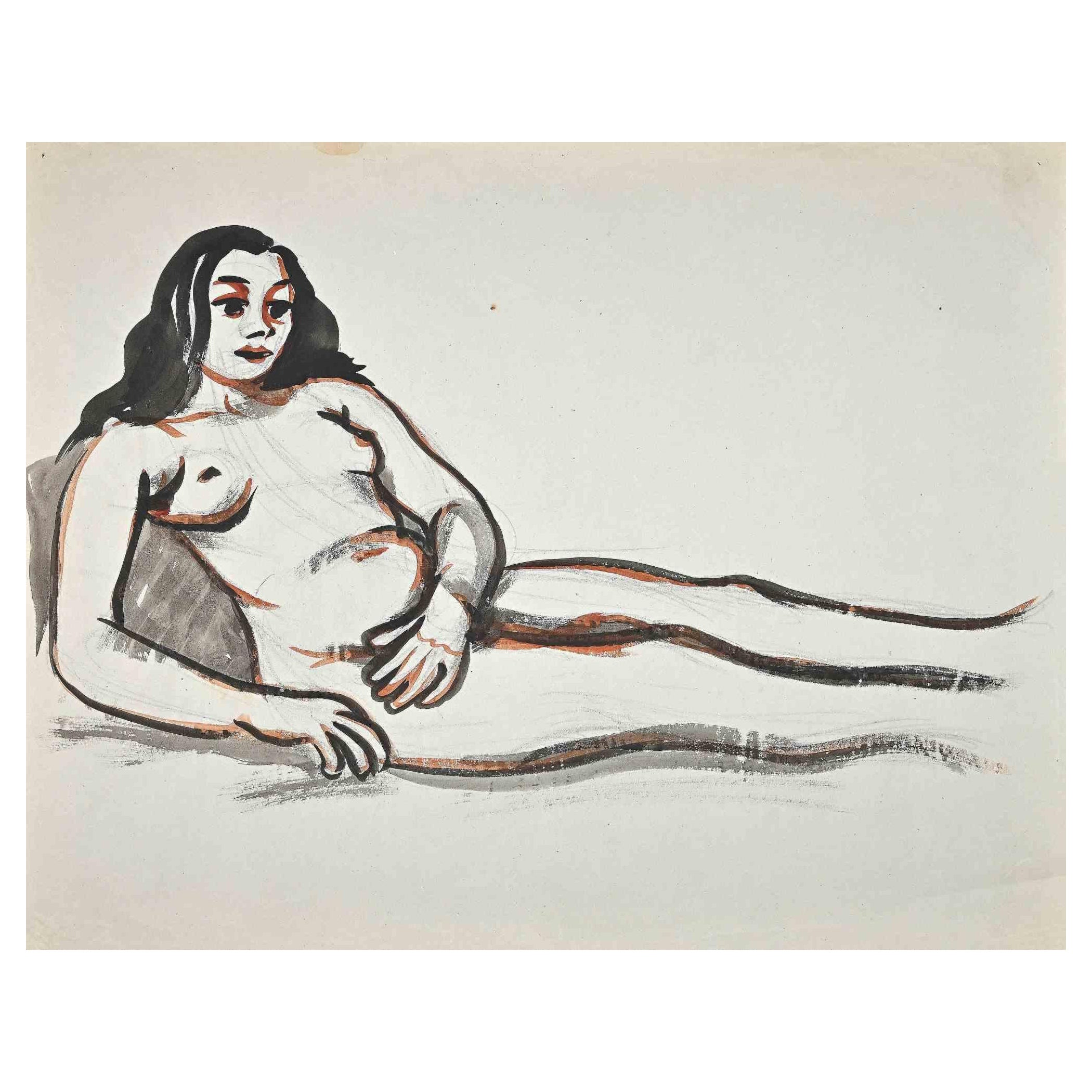 Nude is an original drawing in watercolor, realized in the Mid-20th Century by  Jean Delpech   (1916-1988). 

Good conditions except for consumed margins an d some foxings.


Jean-Raymond Delpech (1988-1916) is a French painter, engraver and
