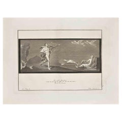 Ancienne gravure romaine Fresco Herculaneum de G. Morghen  XVIIIe siècle