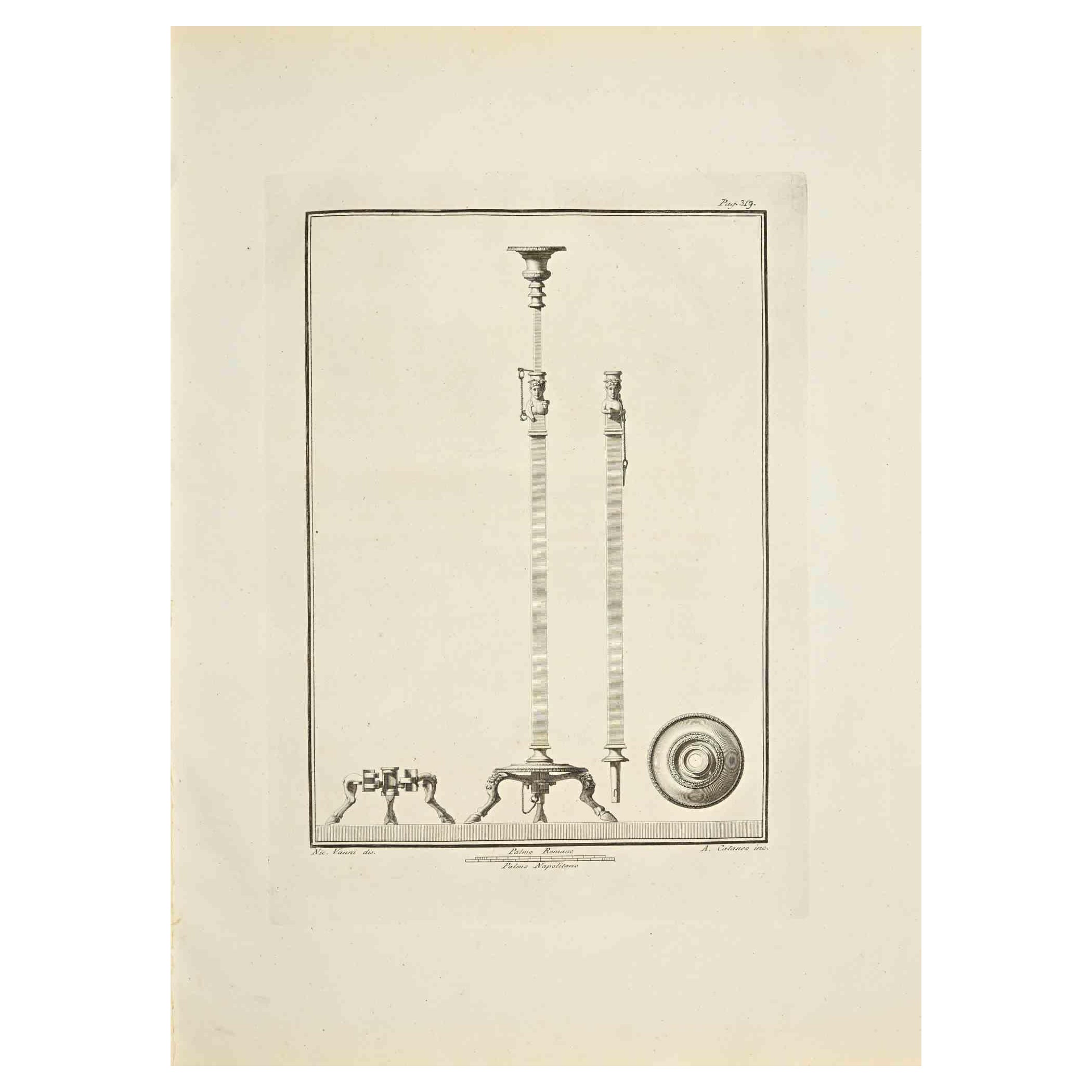 Ancient Roman Tripods from the series "Antiquities of Herculaneum", is an etching on paper realized by Nicola Vanni in the 18th Century.

Signed on the plate.

Good conditions except for some minor stains and a cutting on the part.

 

The etching
