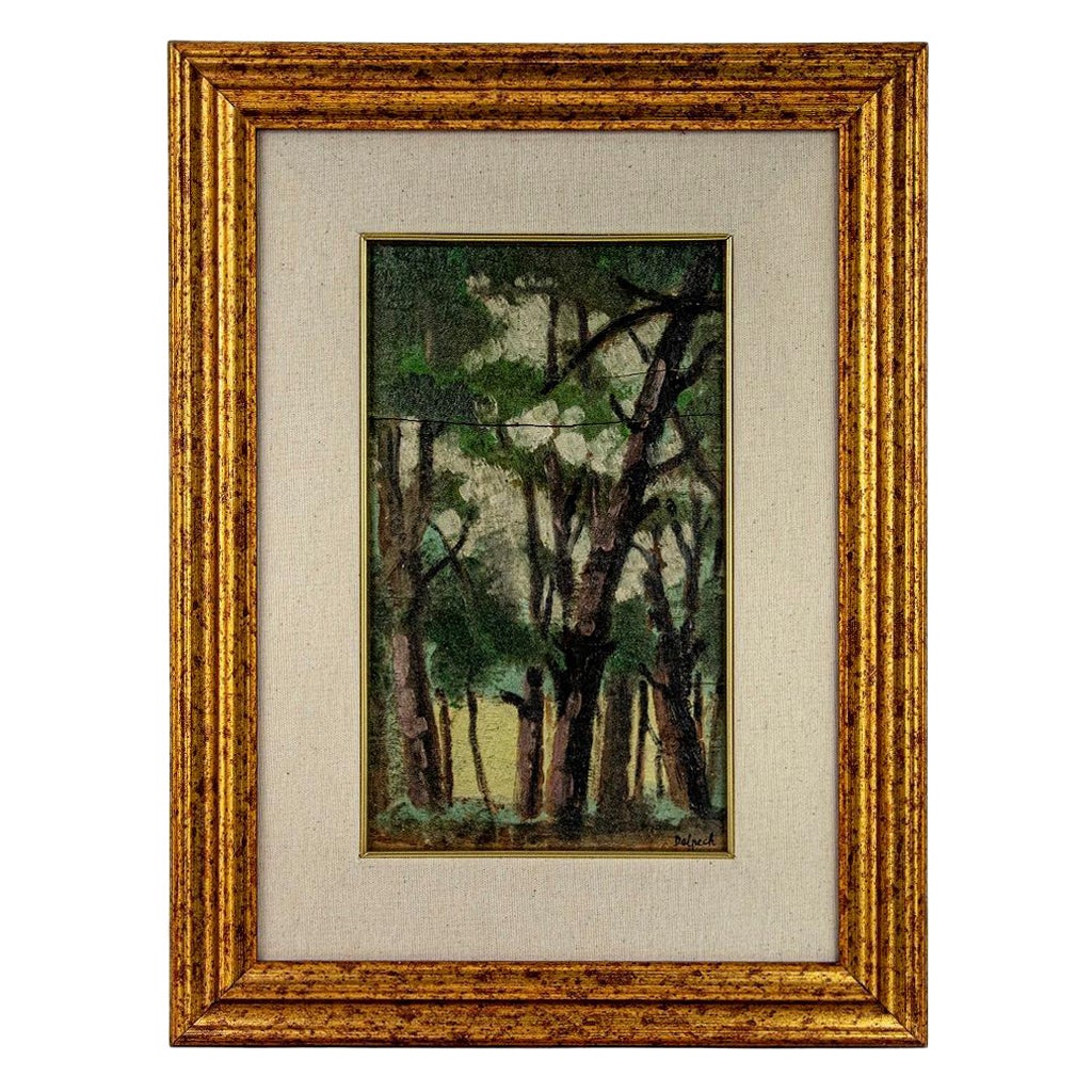 "French Landscape"  is an original drawing in watercolor, realized in the mid-20th Century by  Jean Delpech  (1916-1988). Hand-signed on the lower right.

The state of preservation of the artwork is good except for some cracks on the