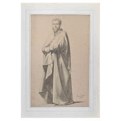 Portrait of Man - Drawing by Louis G. Brillouin - 19th Century