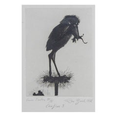 Confine 3 - Etching and Black Ink by Leo Guida - 1972