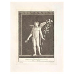 Ancient Roman Fresco Herculaneum - Etching by G. Aloja  - 18th Century