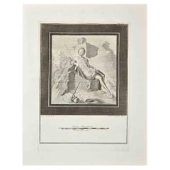 Antico affresco romano di Ercolano - Acquaforte originale G. Morghen  - 18° secolo
