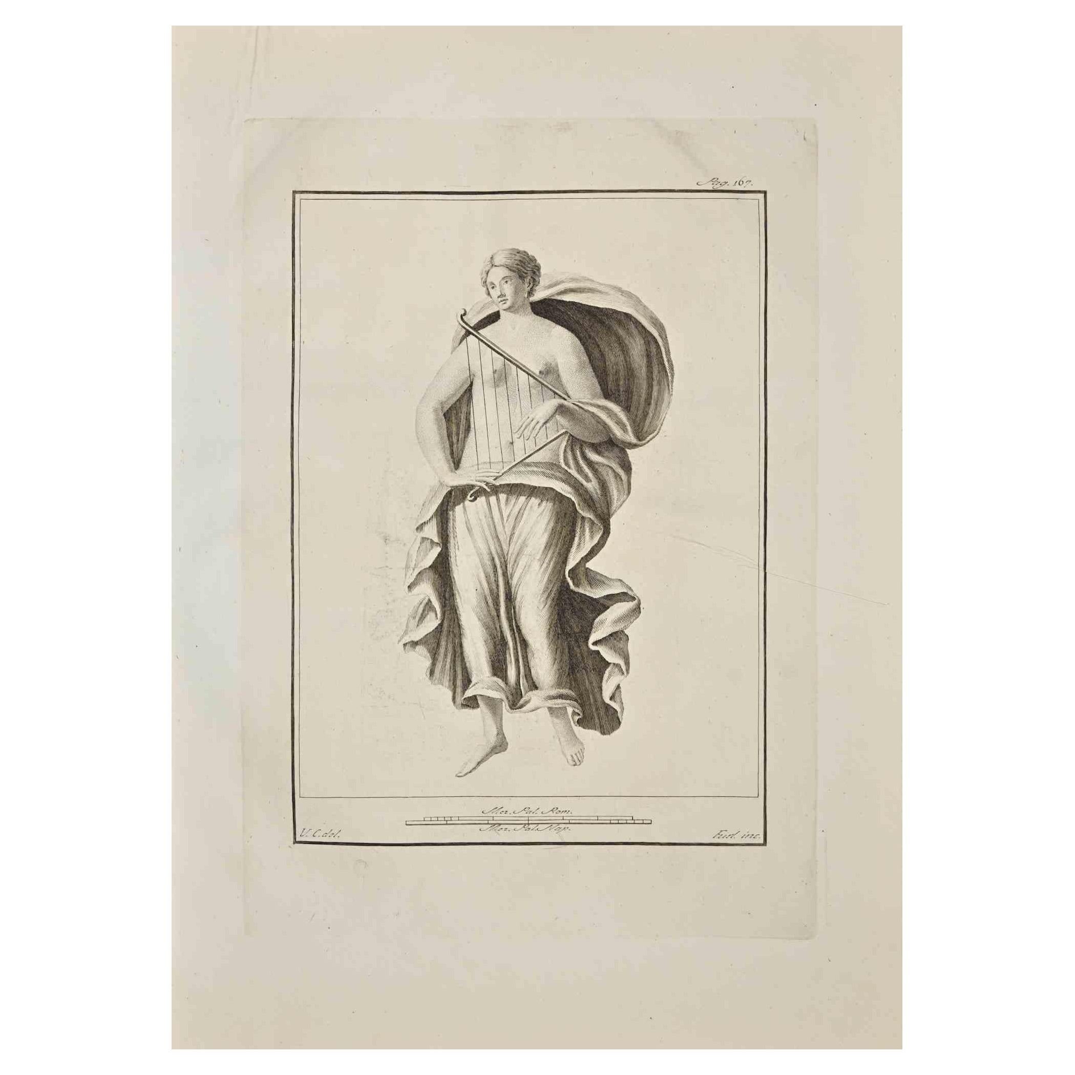 Vincenzo Campana Figurative Print - Ancient Roman Fresco Herculaneum - OEtching  - 18th Century