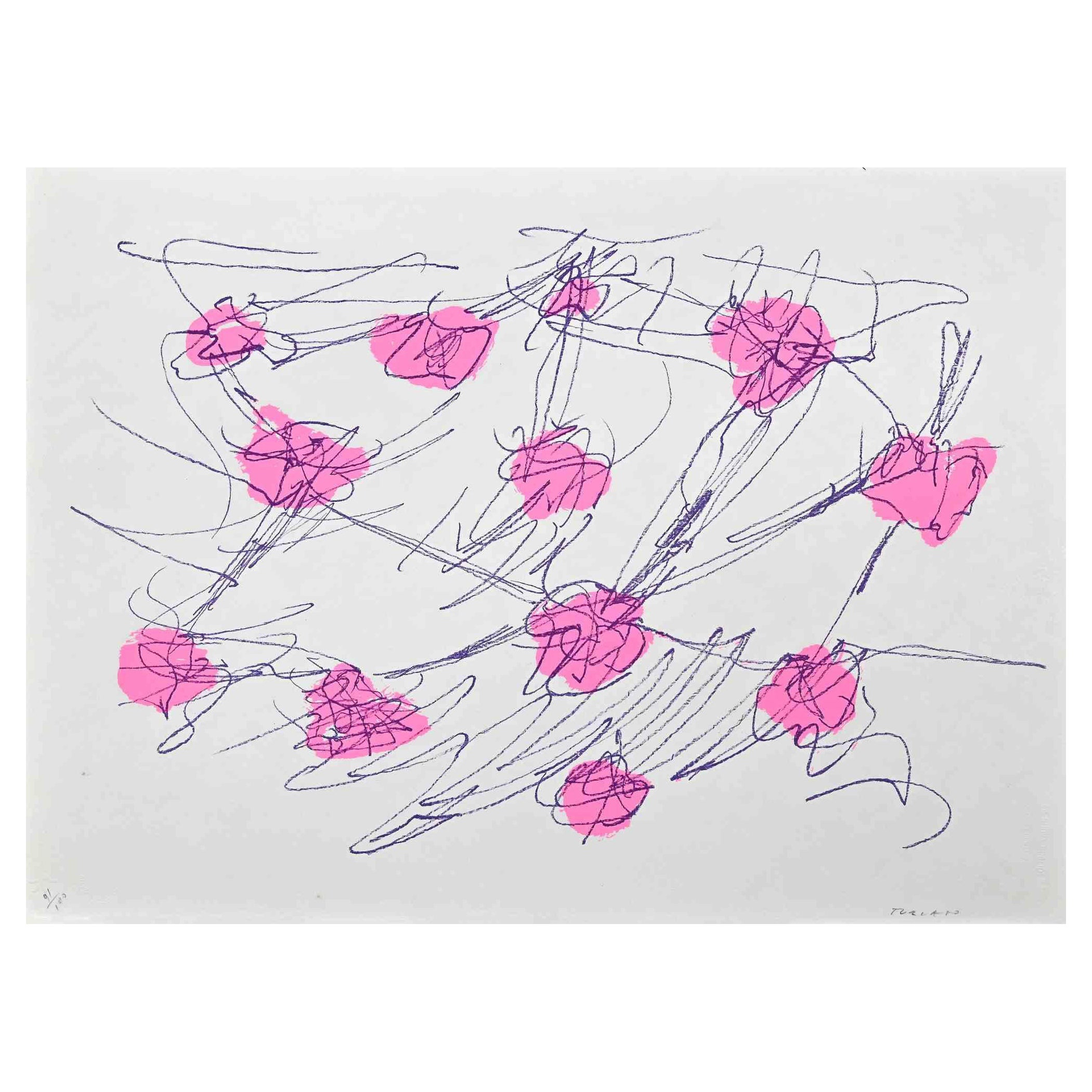 Abstract Composition  is a colored screen print realized by the contemporary artist  Giulio Turcato in 1970s.

Hand-signed  in pencil on the lower right.

Numbered on the lower left margin, edition 91/100.

Free your imagination and discover what
