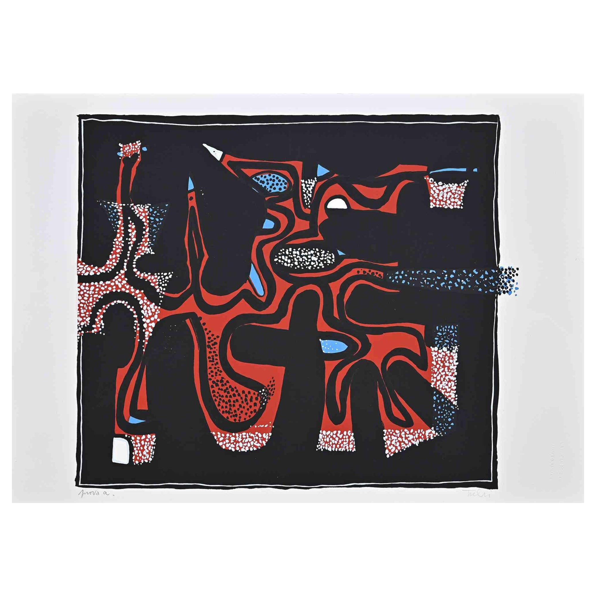 Abstrakte Komposition ist ein farbiger Siebdruck auf Papier, der in den 1970er Jahren von dem italienischen Künstler Wladimiro Tulli realisiert wurde.
Rechts unten handsigniert.

Der Beweis des Künstlers.

Gute Bedingungen.

Ein schönes Kunstwerk,