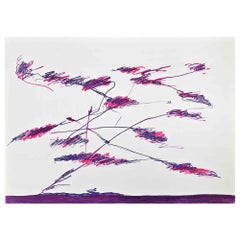 Abstract Violet Composition - Screen Print by Giulio Turcato - 1973