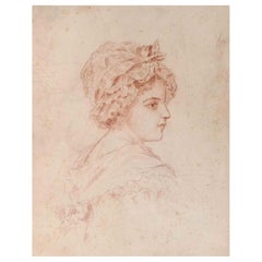 Portrait of a Lady - Charcoal and Pencil by E.-L. Minet - Early 20th Century