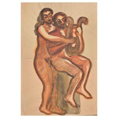 Desnudo - Acuarela de Jean Delpech - Mediados del siglo XX