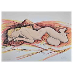 Nude - Hand-Colored Lithograph by A. Quarto - 1985