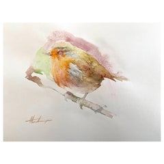 Robin, Bird, Watercolor Art Handmade Painting