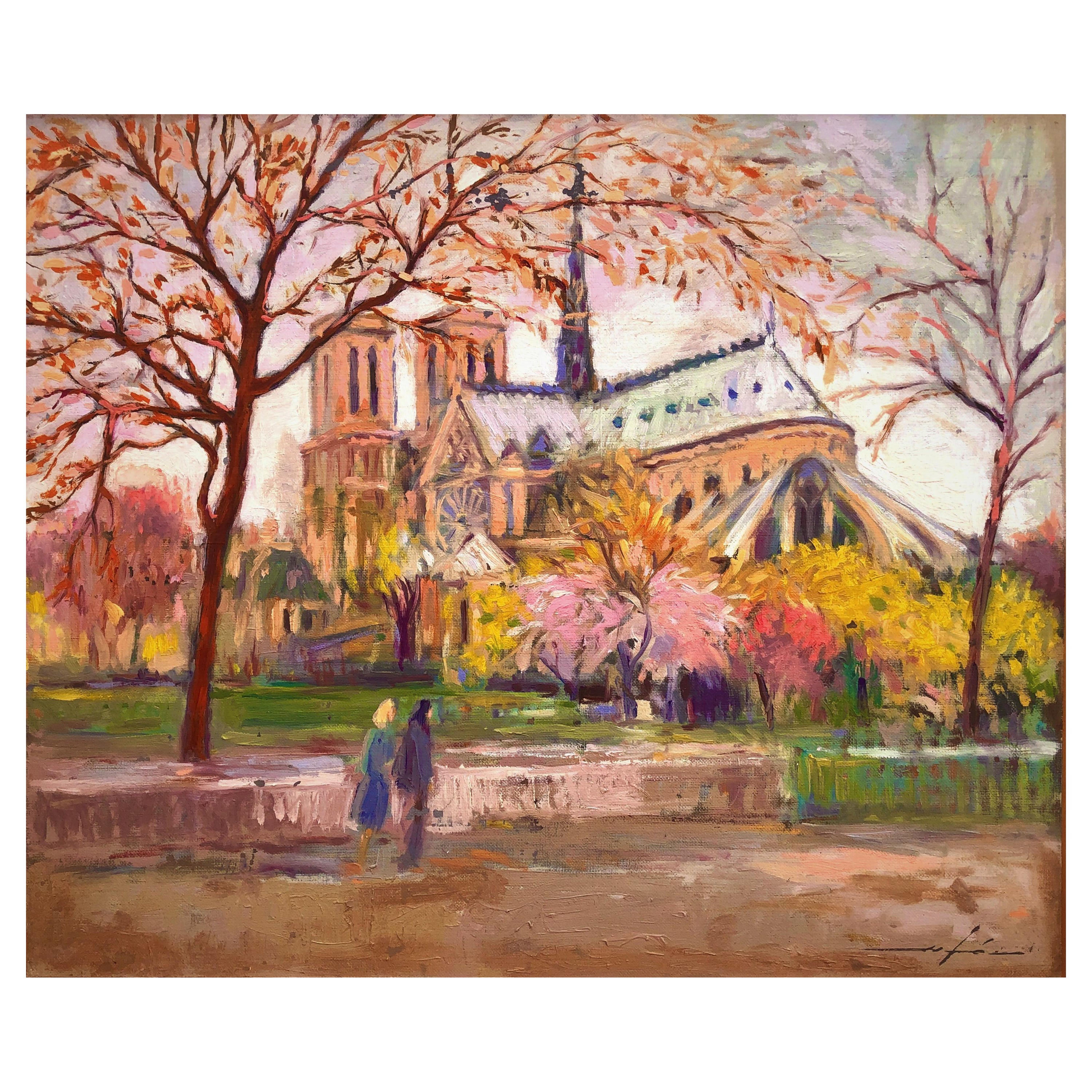 Josep Marfa Guarro Landscape Painting - Cathédrale Notre-Dame Paris  oil painting France