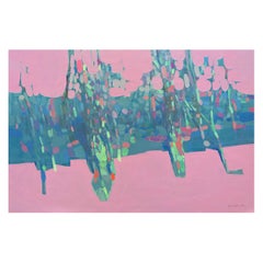 Trees in Pink, Original oil Painting, handmade artwork Ready to Hang