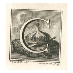 Antiquitäten des Herculaneum Buchstabens C – Radierung von Gaspar V. Wittel – 18. Jahrhundert