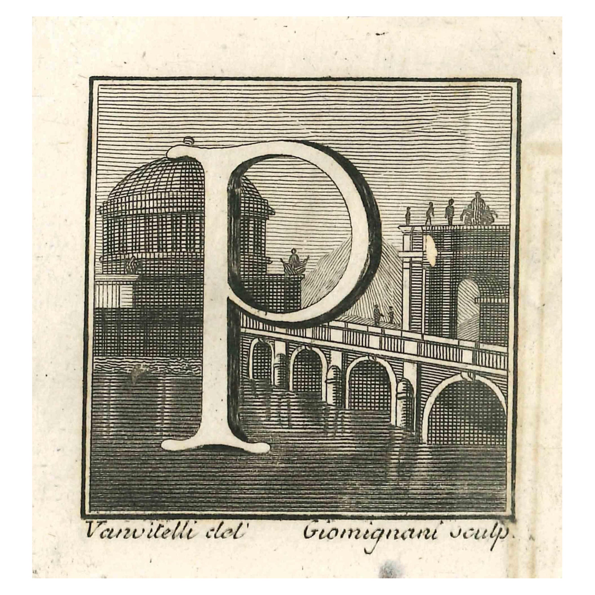 Gaspar Van Wittel (Vanvitelli) Figurative Print - Antiquities of Herculaneum Letter P - Etching by Gaspar V. Wittel- 18th Century