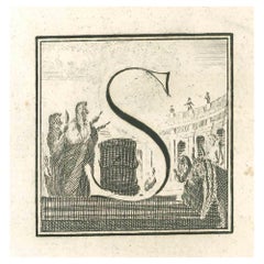 Antique Antiquities of Herculaneum Letter S - Etching by Gaspar V. Wittel- 18th Century