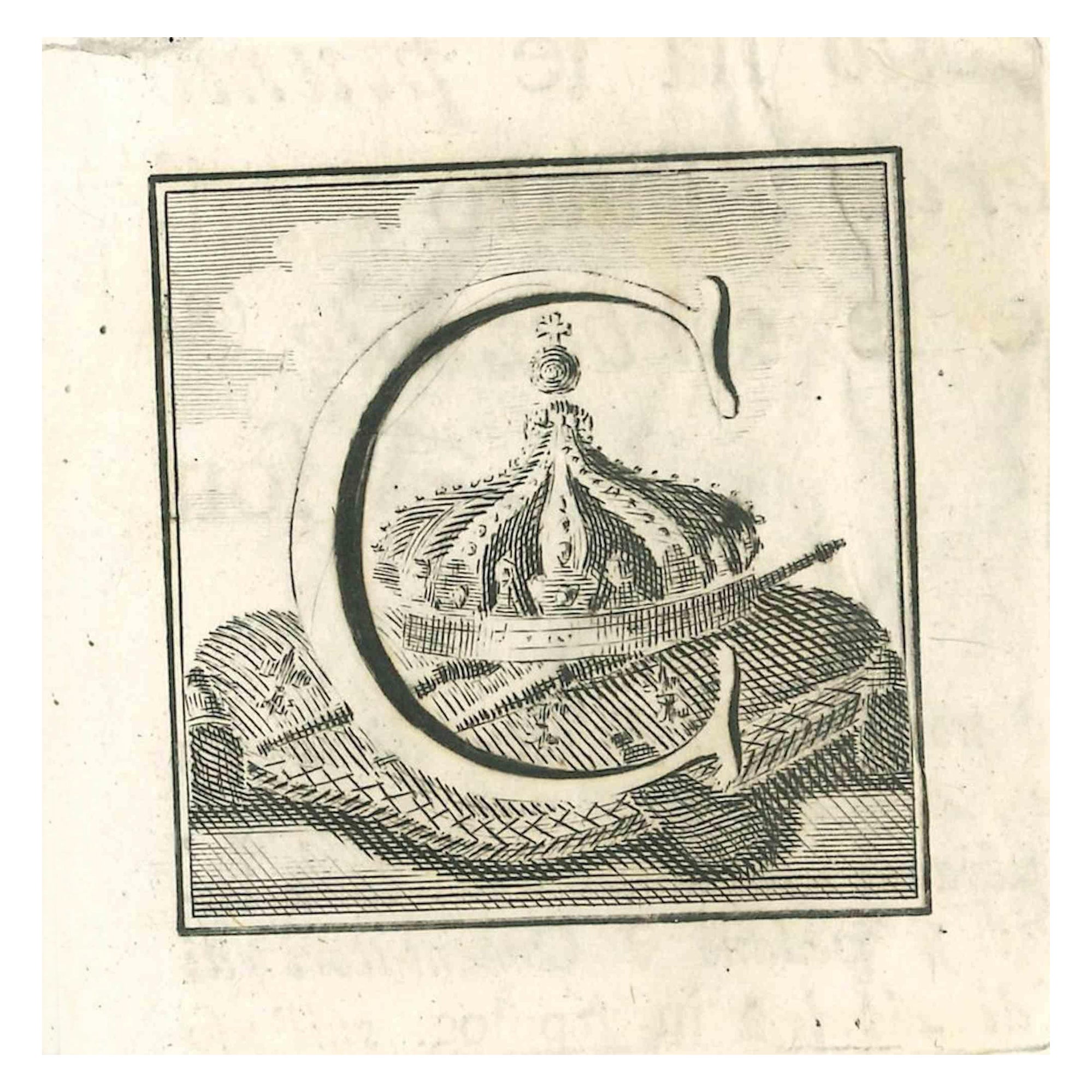 Figurative Print de Gaspar Van Wittel (Vanvitelli) - Antigüedades de Herculano Letra C - Aguafuerte de Gaspar V. Wittel- Siglo XVIII