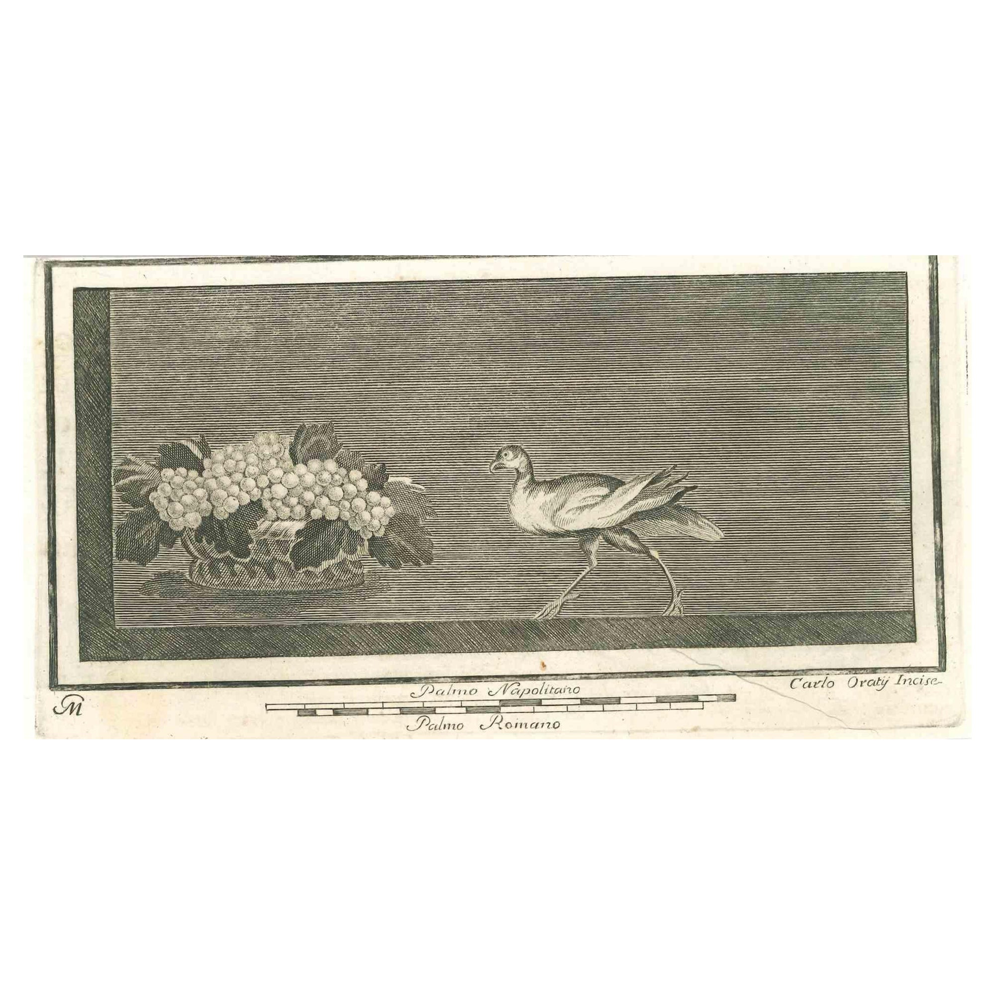 Scène romaine antique de la série "Antiquités d'Herculanum", est une gravure sur papier réalisée par Carlo Oraty au 18ème siècle.

Signé sur la plaque.

Bon état avec quelques rousseurs et pliages.

La gravure appartient à la suite d'estampes