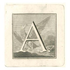 Antiquitäten des Herculaneum Buchstabens A – Radierung von Gaspar V. Wittel – 18. Jahrhundert