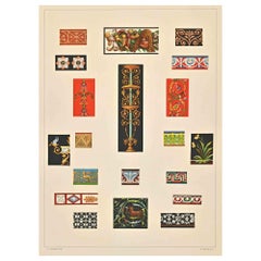 Motifs décoratifs romains - Chromolithographie d'A. Alessio - Début du XXe siècle
