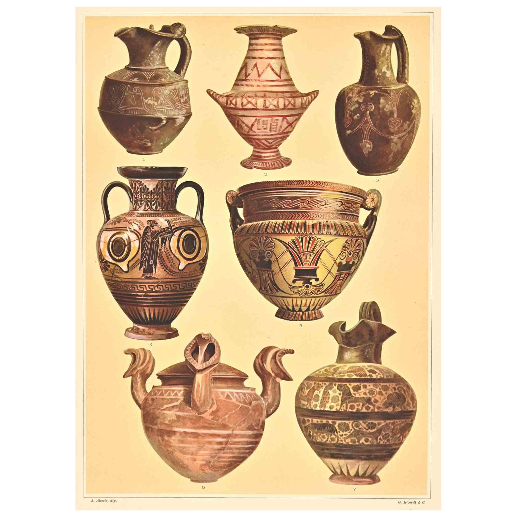 Motifs décoratifs italiens - Chromolithographie d'A. Alessio - Début du 20e siècle