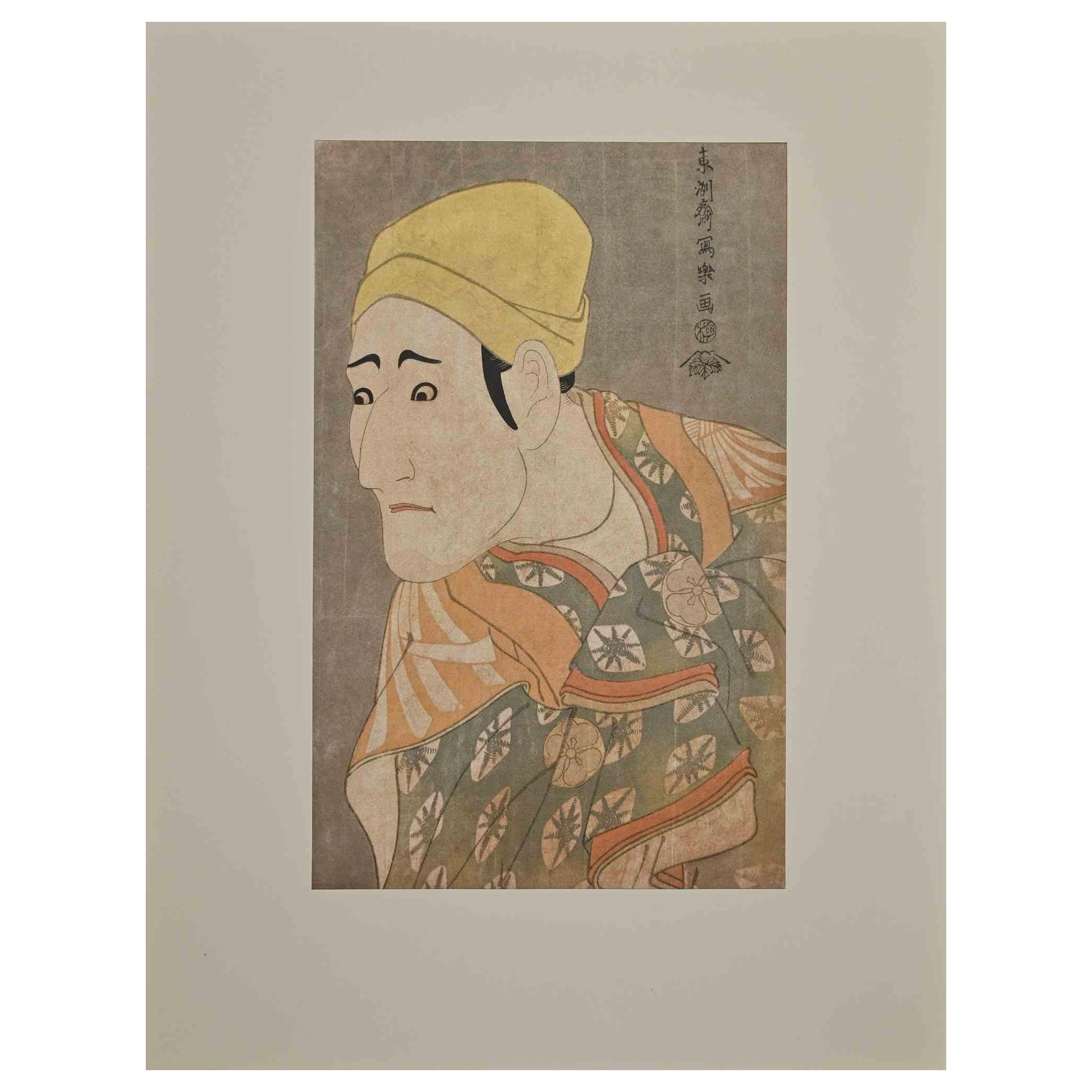 Actor Morita Kanya After Toshusai Sharaku is a Japanese print, realized in the mid-20th century.

Screen print on silk, after the original famous woodcut of the 19th Century.

Included a Passepartout, Edition of  Beatrice D'Este Milan.

Very good