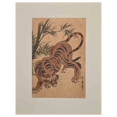 Tiger – Paraventdruck nach Kitagawa Utamaro – Mitte des 20. Jahrhunderts