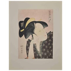 Wistful Love – Siebdruck nach Kitagawa Utamaro – Mitte des 20. Jahrhunderts