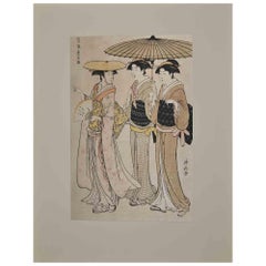 Retro Two Women - Screen print after Torri Kiyonage - Mid-20th Century