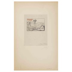 Landscape - Woodcut by Jacques Bethand - Early 20th century 