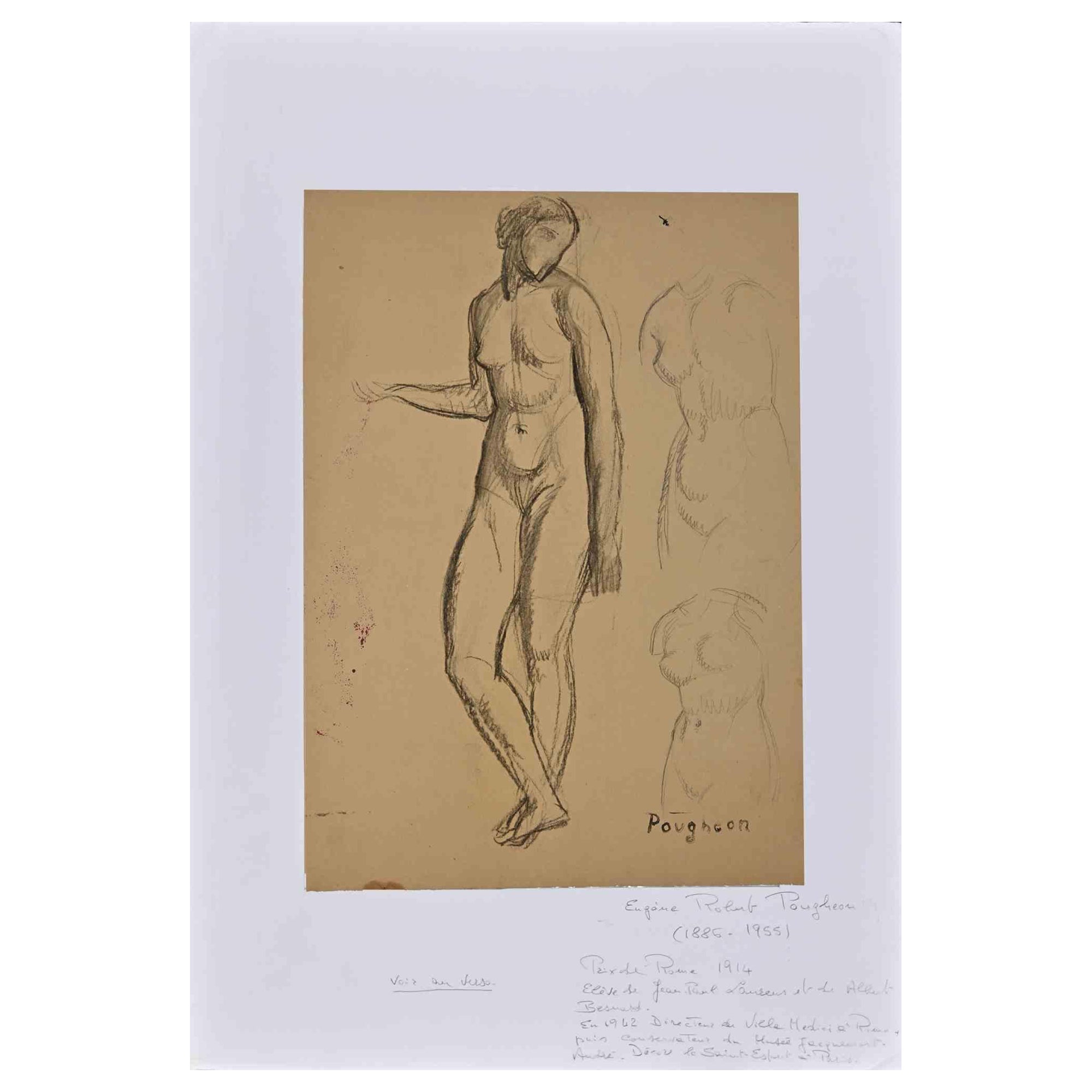 Eugene Robert Pougheon Figurative Art - Nude - Drawing by Eugène Robert Pougheon - Early 20th Century