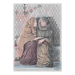 Womanly Compassion – handkolorierte Lithographie von A. Quarto – 1985