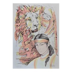 Lion - Zodiac - Hand-Colored Lithograph by A. Quarto - 1980s