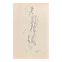 Nude - Pencil Drawing by A.J.B. Roubille - Early 20th Century
