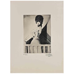 Woman - Etching by Bernard Bécan - 1925