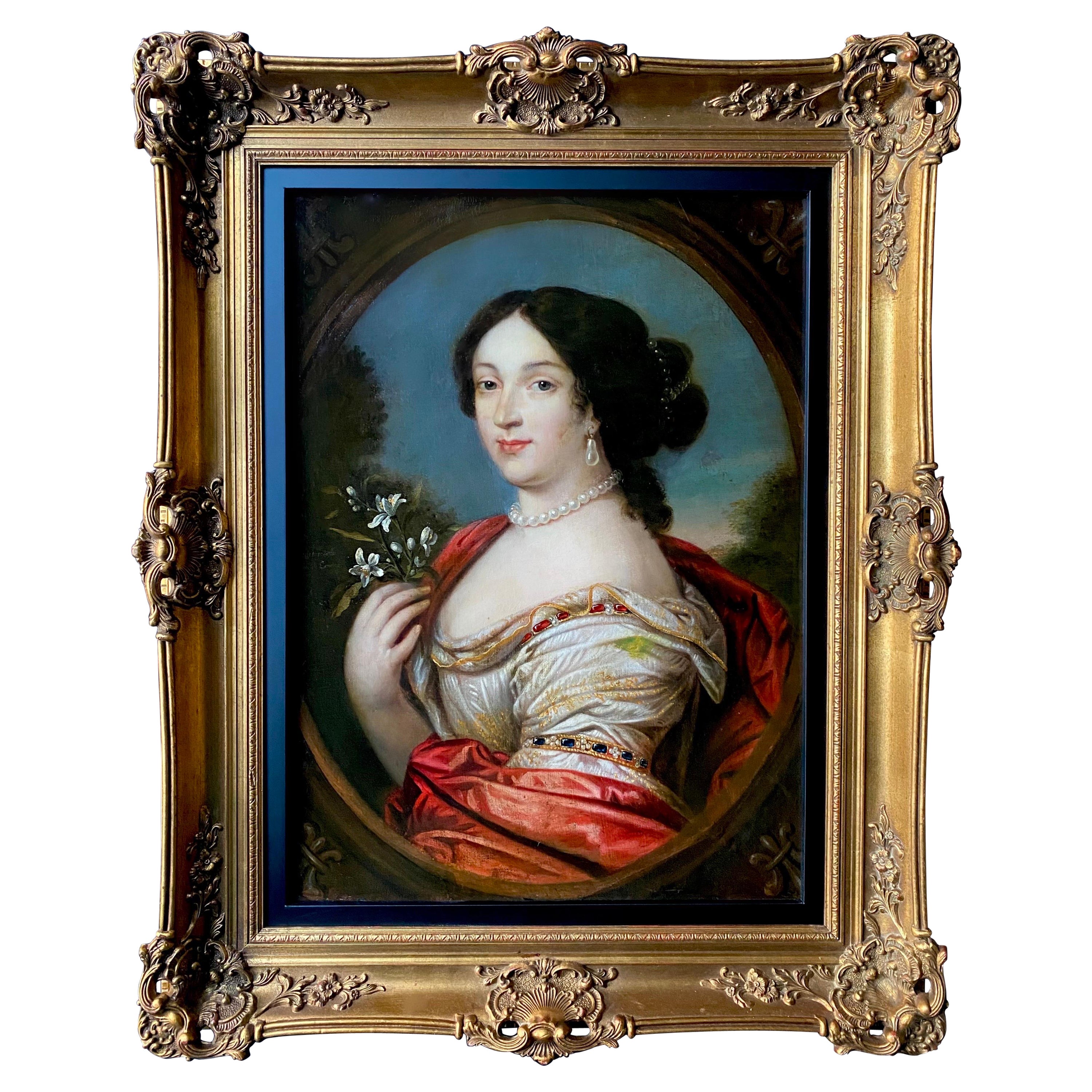 (circle of) Pierre Mignard Portrait Painting - 17th century French portrait of Anne Ninon de L'Enclos - Courtesan  