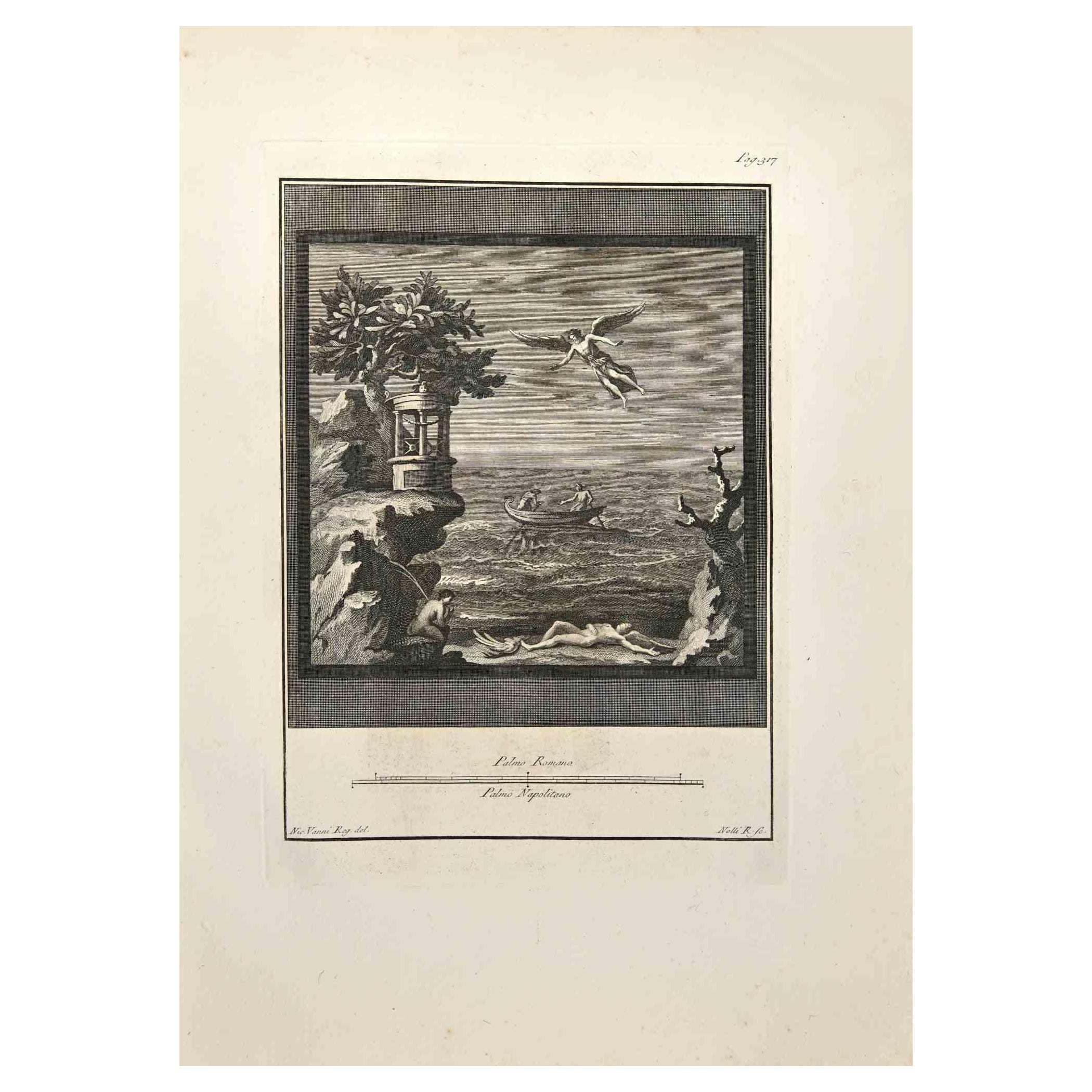 Ancient Roman Scene from the series "Antiquities of Herculaneum", is an etching on paper realized by Niccolò Vanni in the 18th Century.

Signed on the plate.

Good conditions with some folding.

The etching belongs to the print suite “Antiquities of