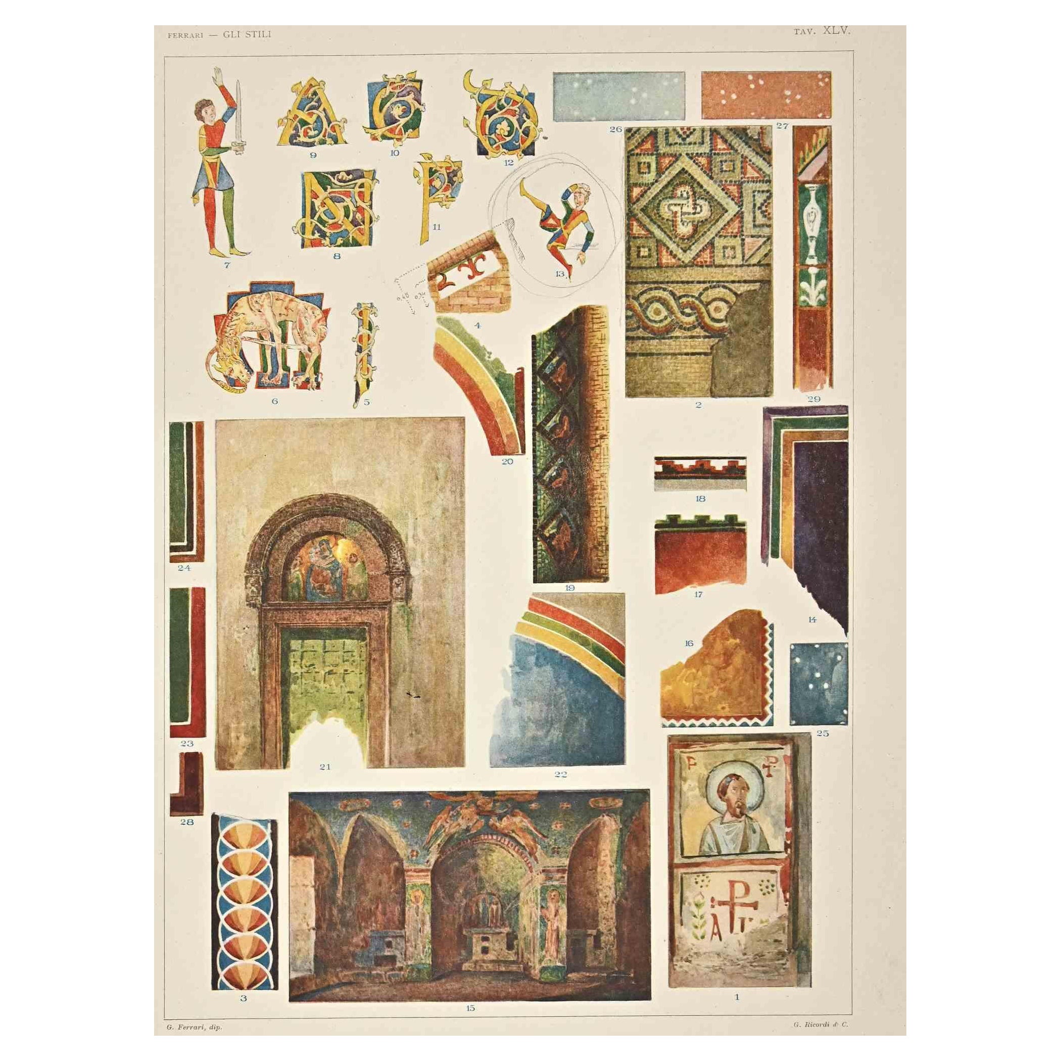 Motivos decorativos - Estilos bizantinos es un grabado sobre papel de color marfil realizado por Andrea Alessio a principios del siglo XX. Firmado en la placa de la parte inferior.

Cromolitografía vintage.

Muy buenas condiciones.

La obra